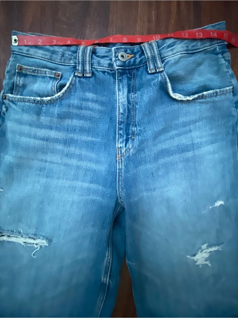 ZARA TRF MID RISE RIPPED DENIM JORTS - Picture 10 of 13